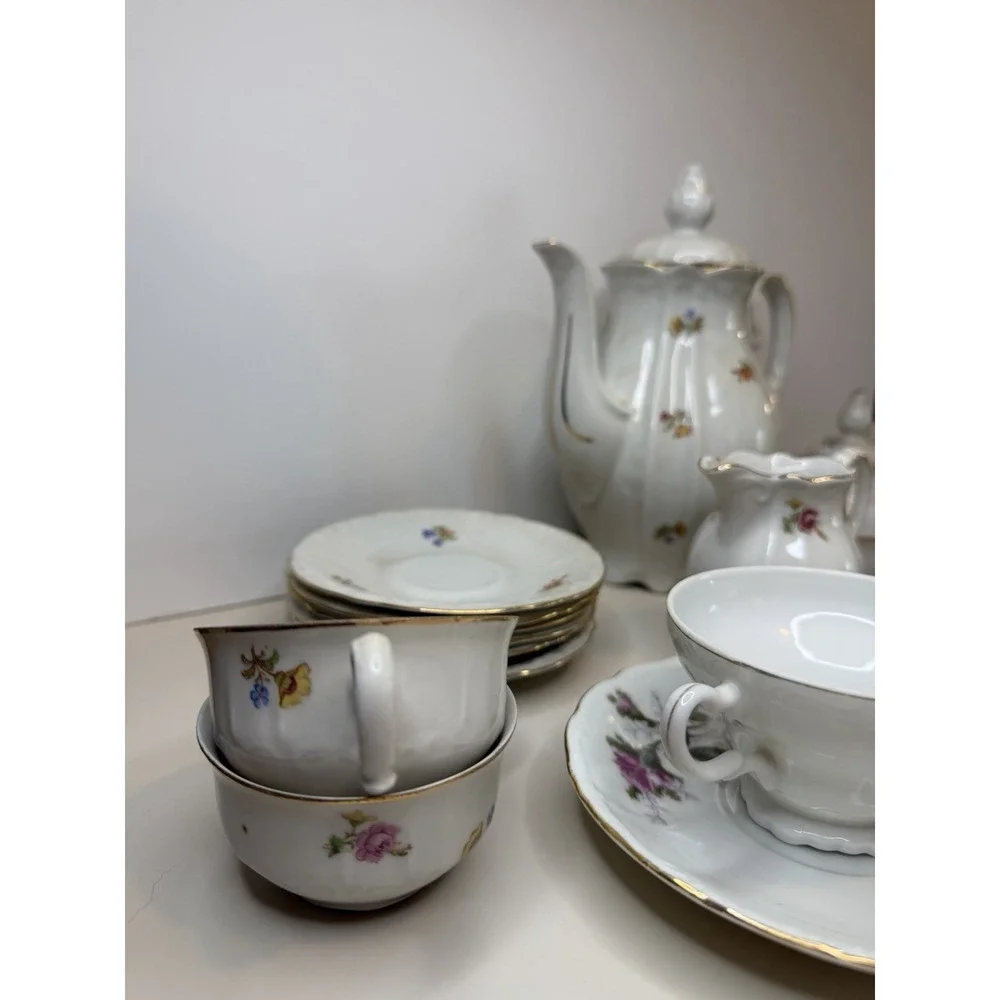 Vintage IJB Germany US Zone 21 Pc. Porcelain Tea Set 1946-1948.